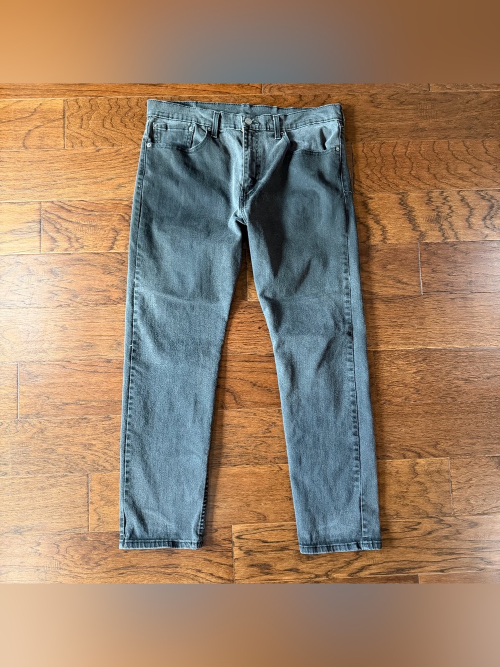 Levi's 502 Men's Jeans Size 36x30 Tapered Fit Black Stretch Denim